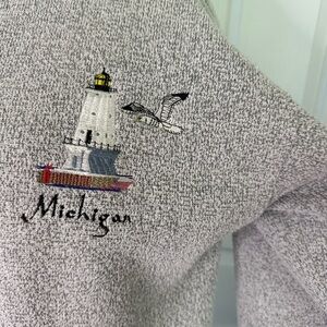 Michigan Gray‎ Women's Zip Jacket lighthouse embroidery size large